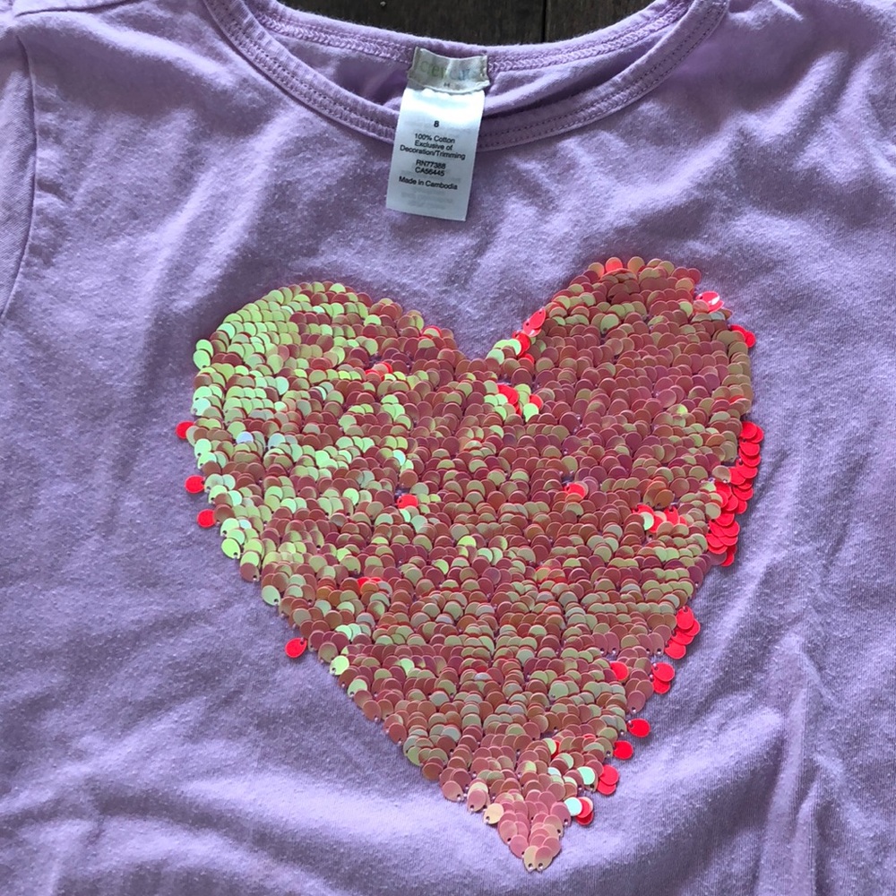 J. Crew Crewcuts Sequins Heart tee - Picture 2 of 5